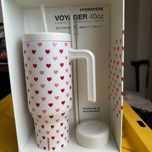 Elegant White and Pink Insulated Tumbler